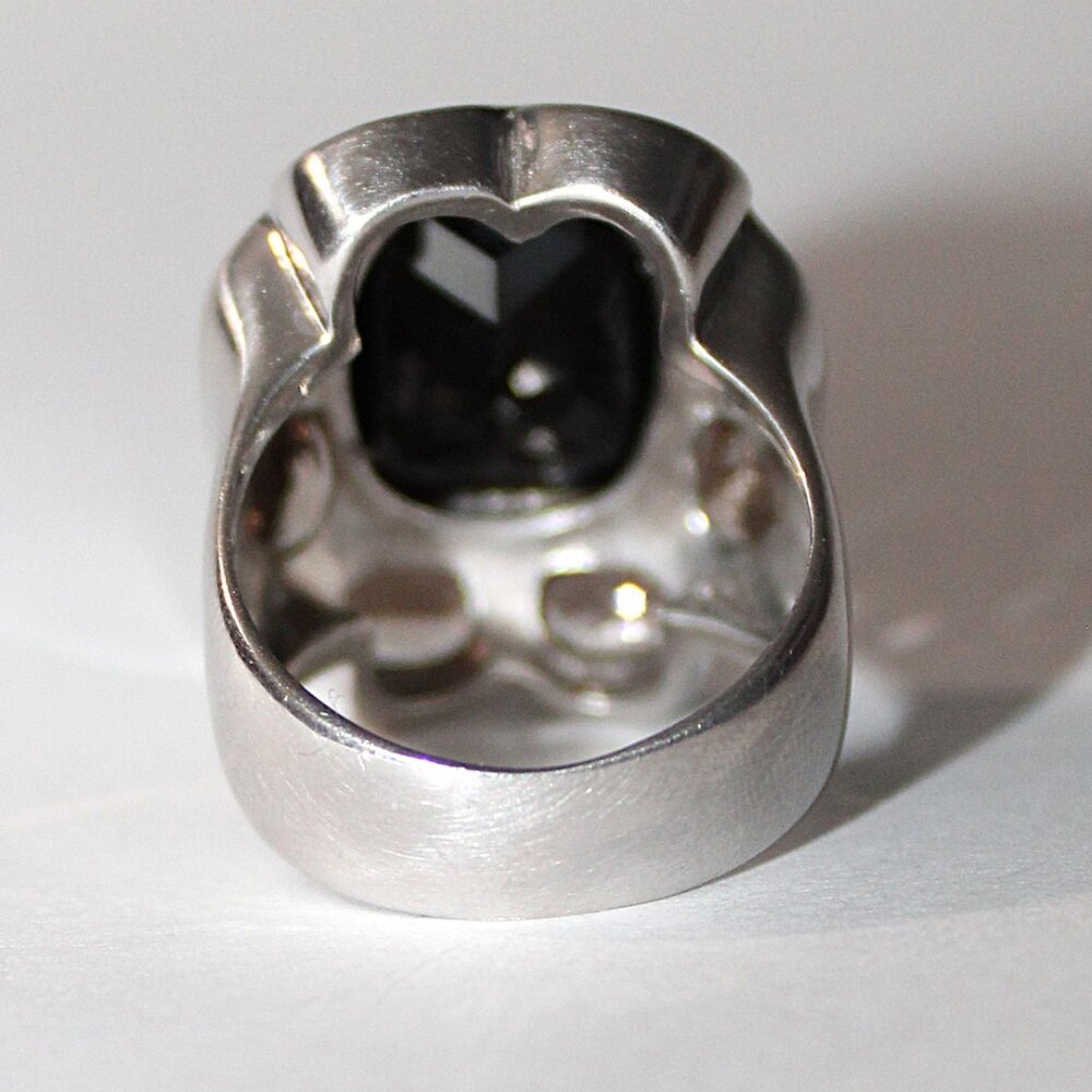 Sterling Silver Smokey Quartz and Spinel Statement Ring 16 Grams SZ 7.5 - Picture 3 of 8